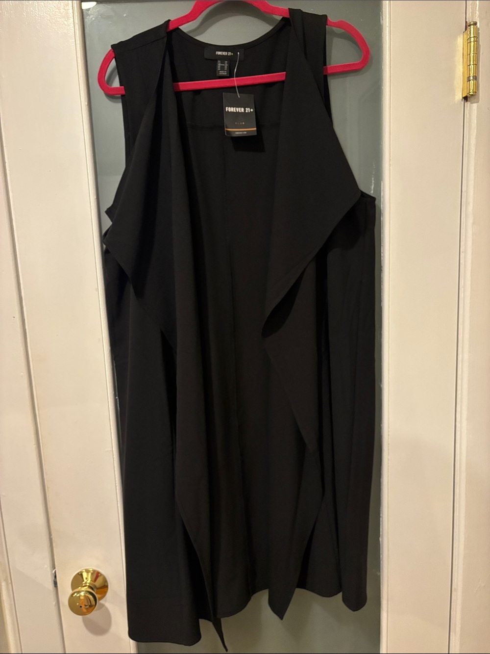Forever 21 Black Sleeveless Draped Maxi Vest Dress